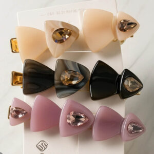 single line crystal metal hair barrette